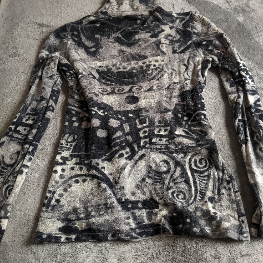 Fuzzi Wool Abstract Patterned Turtleneck Top - image 6